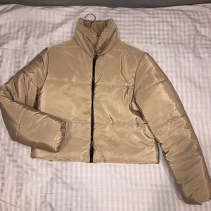 Pretty little thing cropped nude puffer jacket